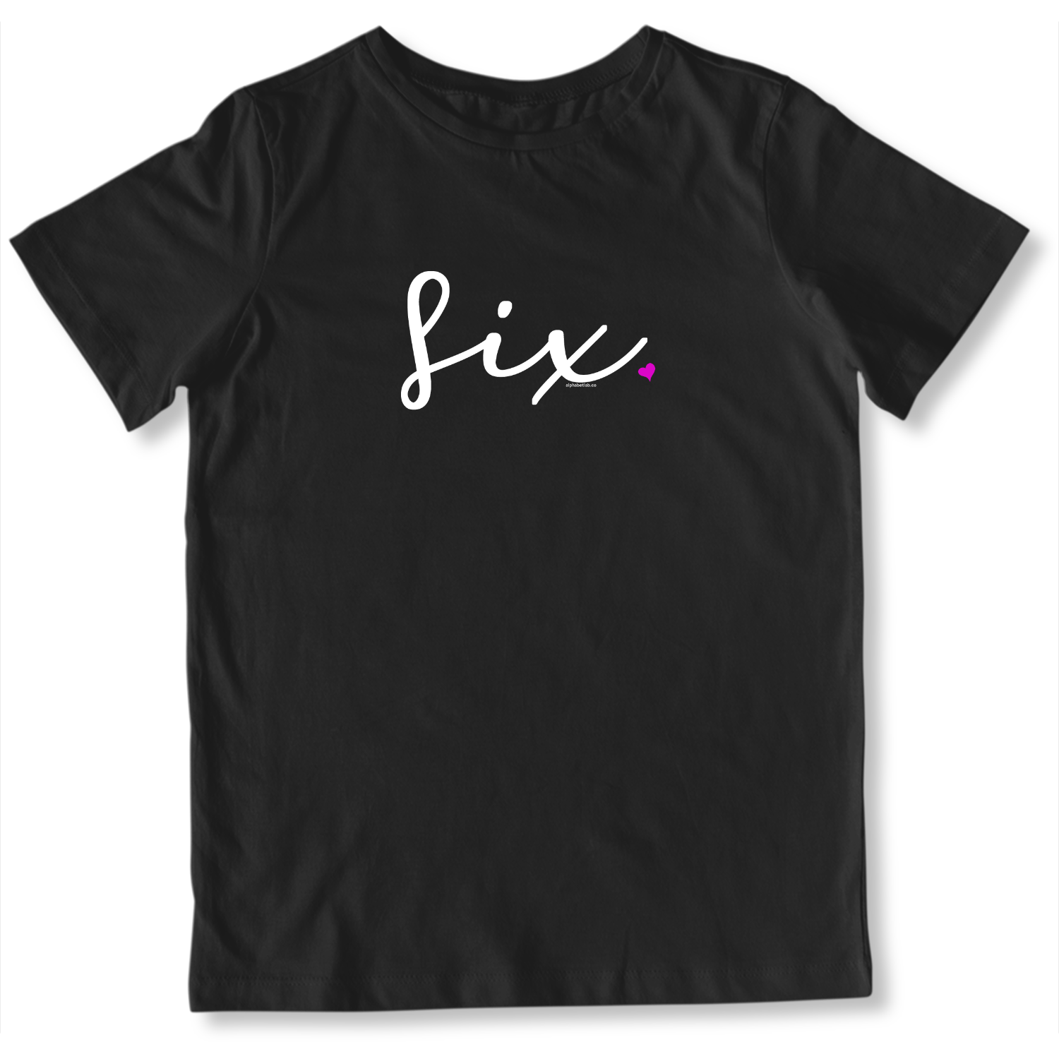 Girls 6th Birthday Shirt Six - Fine Script