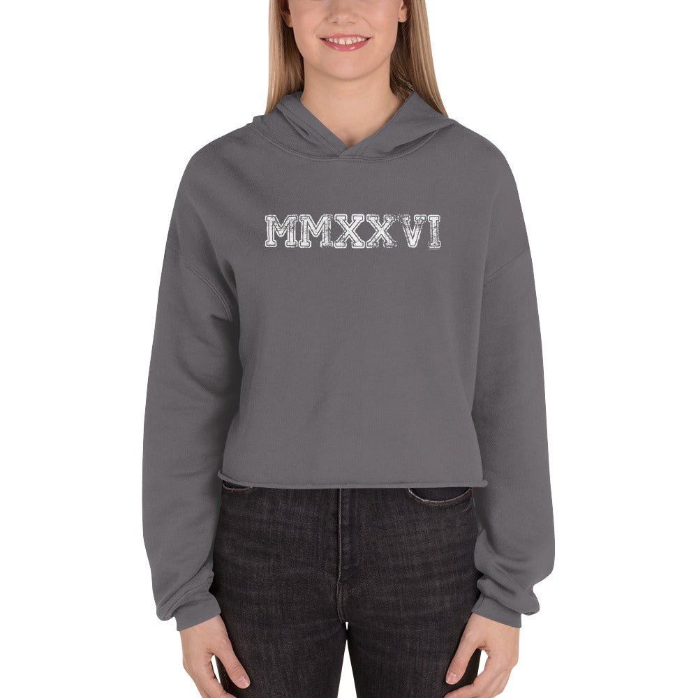 Class of 2026 MMXXVI Crop Hoodie Sweatshirt - Roman