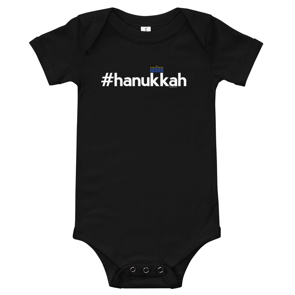 Hashtag Hanukkah Menorah Infant Bodysuit Shirt