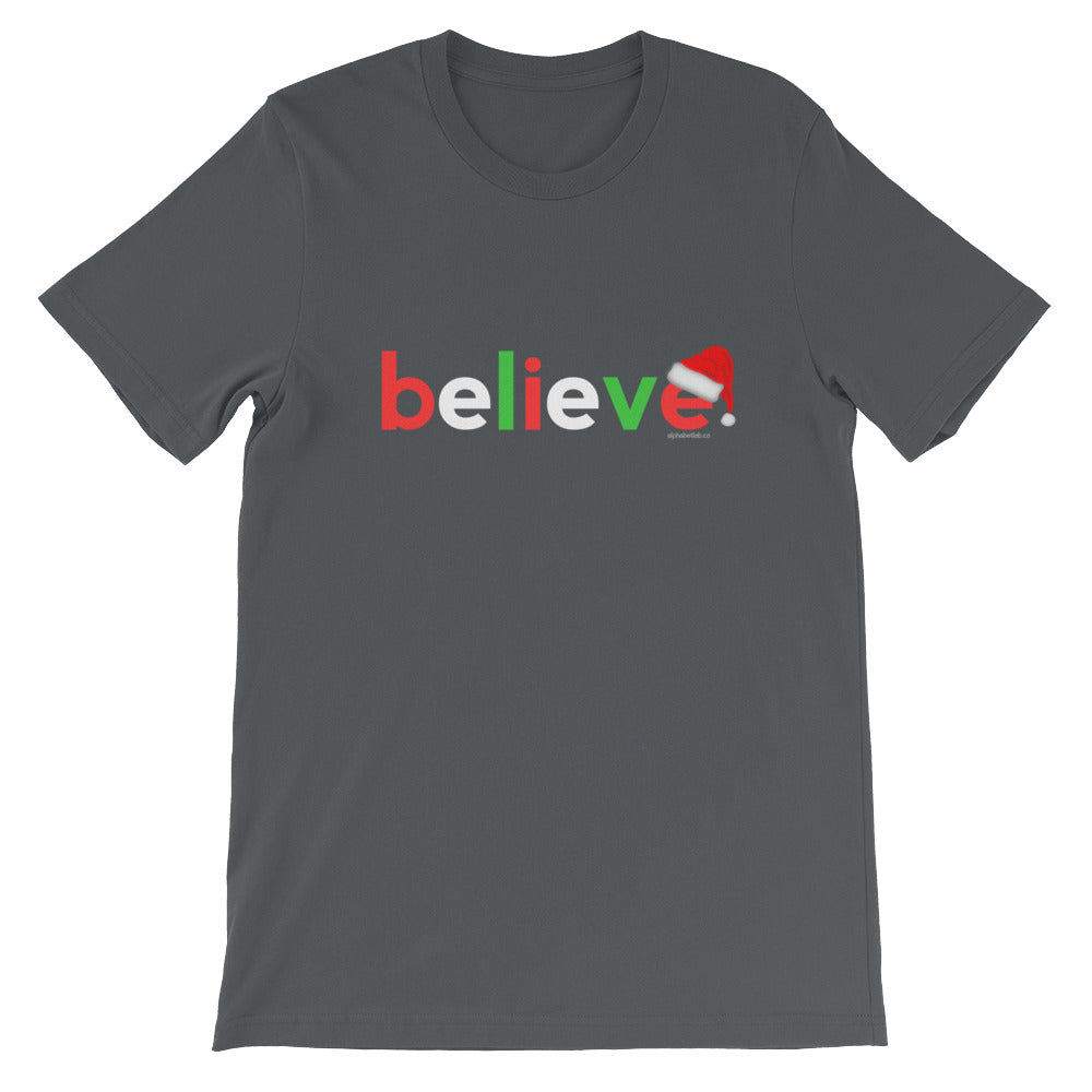 Believe Christmas T-Shirt White Red Green