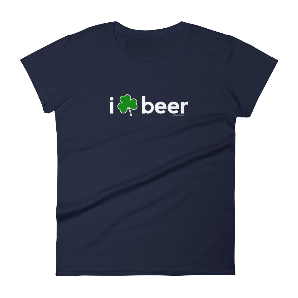 I Love Beer Shamrock Womens St. Patrick&#39;s Day T-Shirt