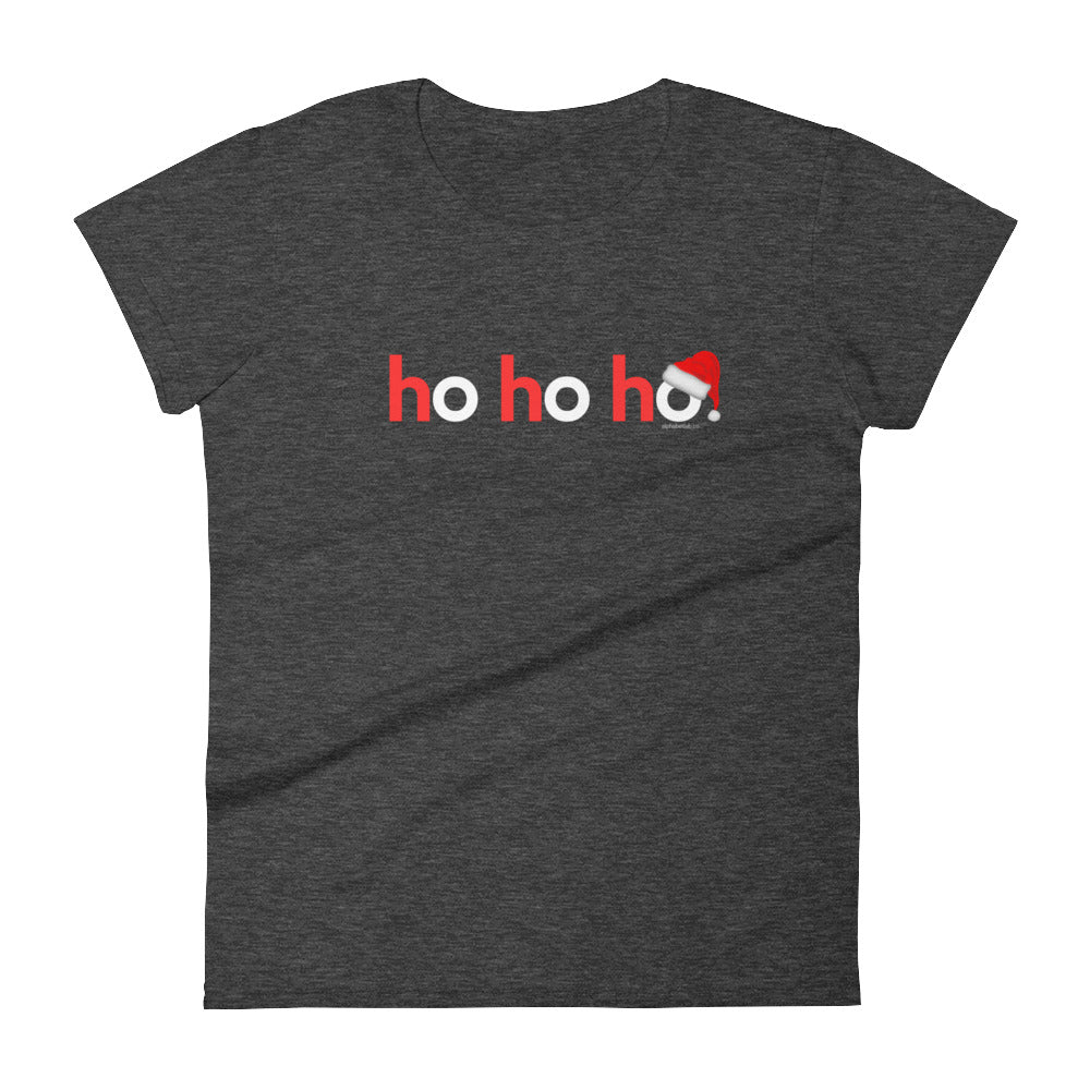 Ho Ho Ho Christmas T-Shirt for Women White Red
