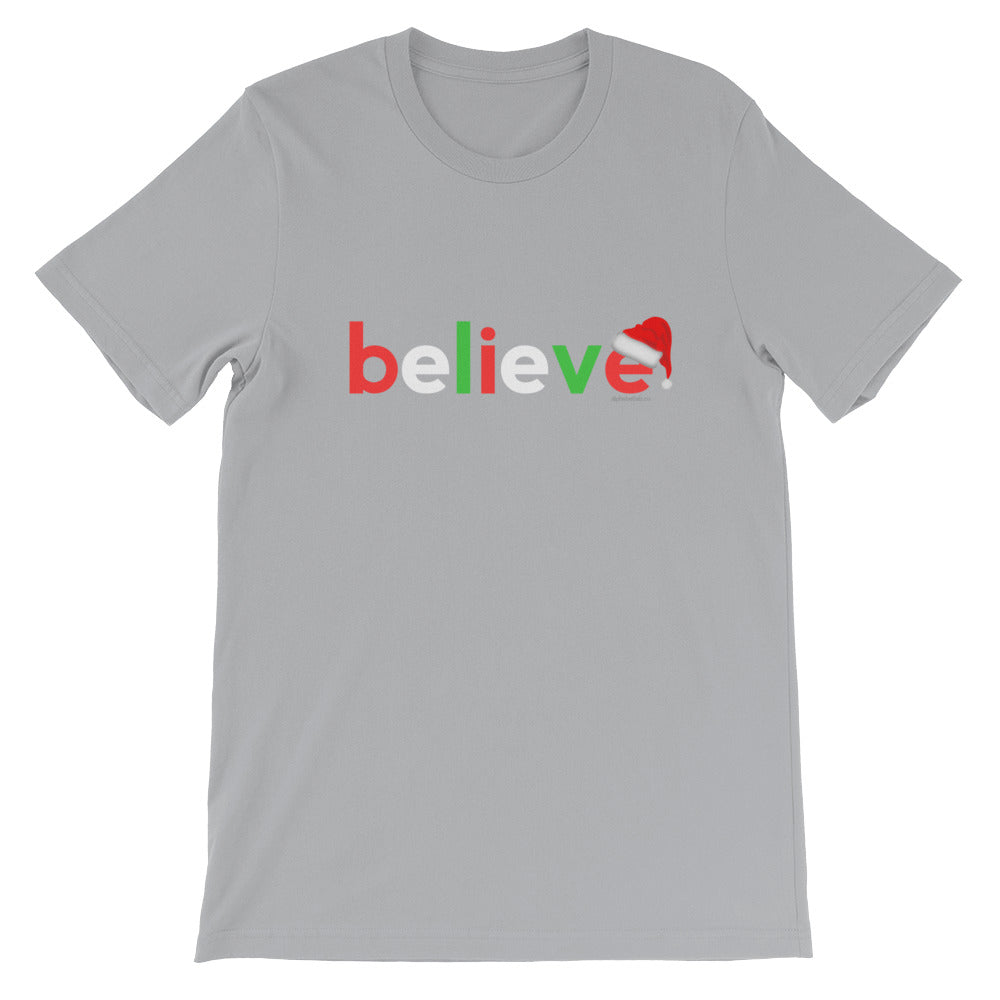 Believe Christmas T-Shirt White Red Green