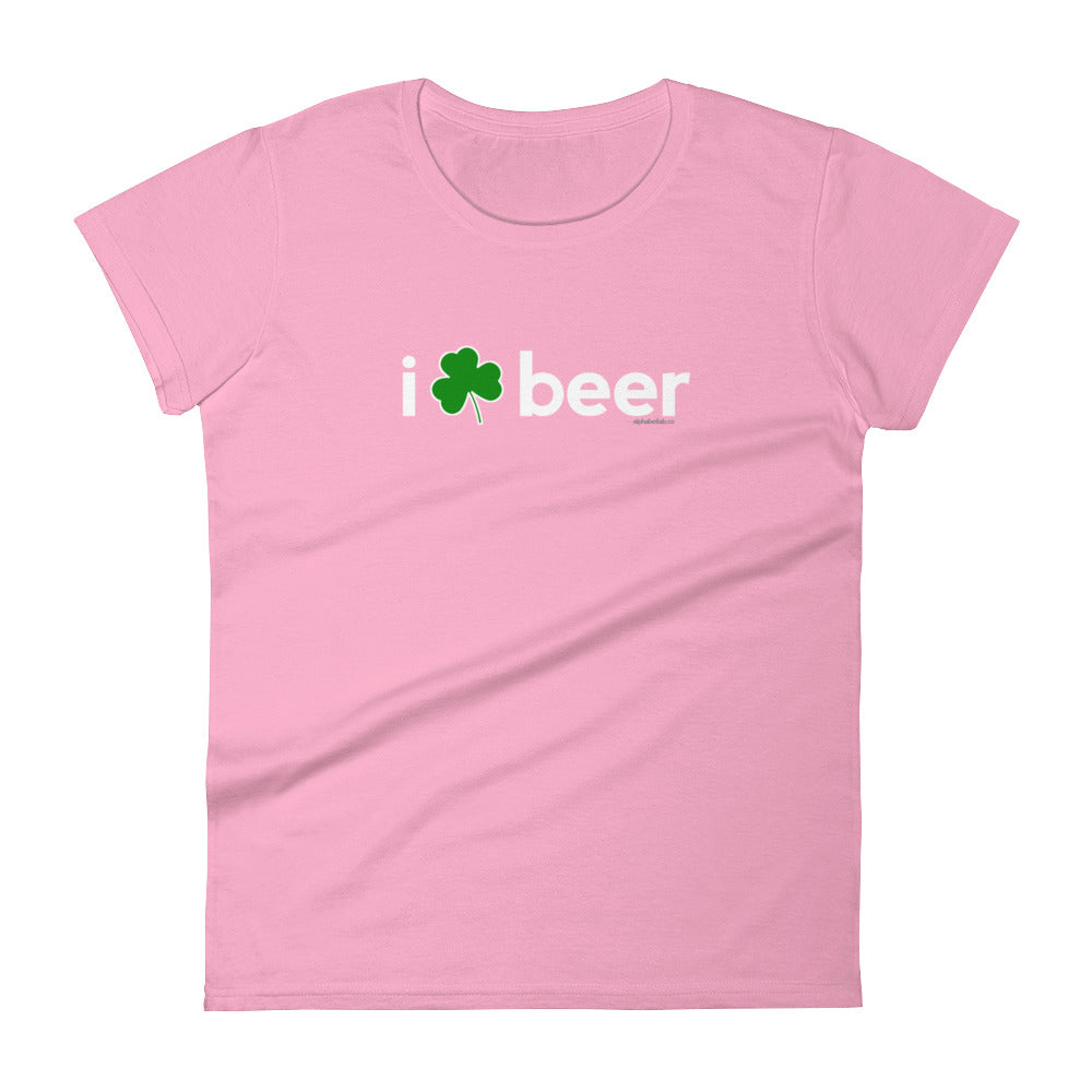 I Love Beer Shamrock Womens St. Patrick&#39;s Day T-Shirt