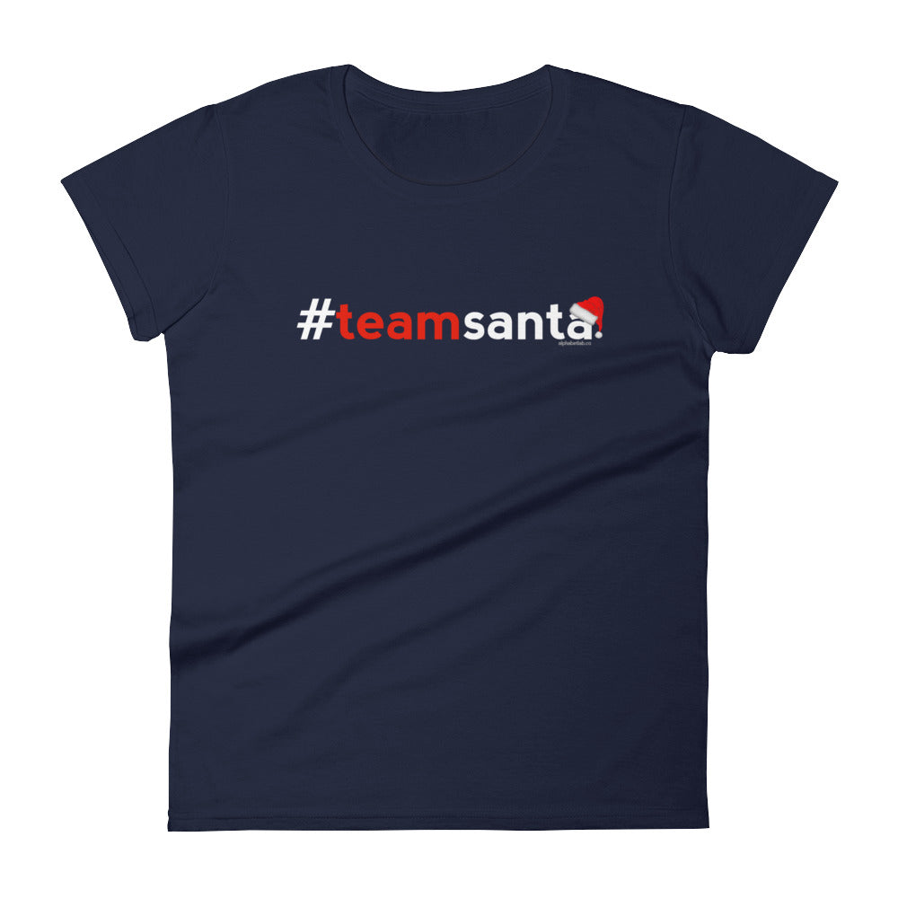 Hashtag Team Santa Christmas T-Shirt for Women White Red