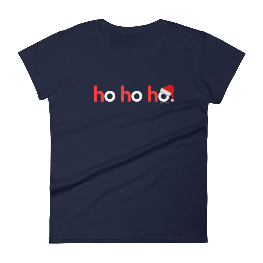 Ho Ho Ho Christmas T-Shirt for Women White Red