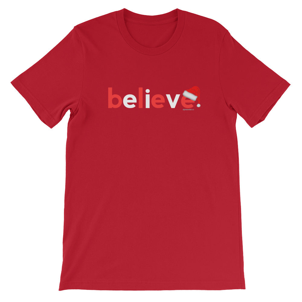 Believe Christmas T-Shirt White Red