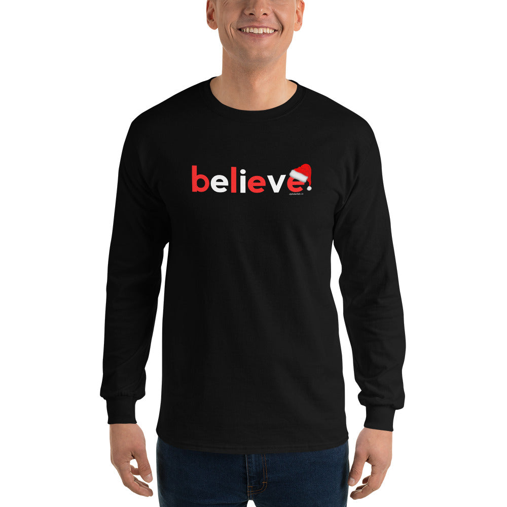Believe Christmas Long Sleeve T-Shirt White Red