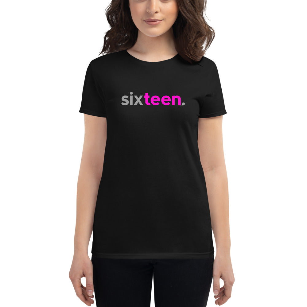 Teen Girls 16th Birthday T-Shirt Sixteen - Original Pink