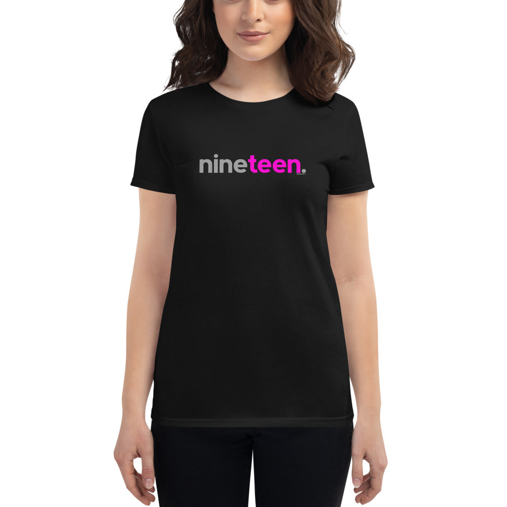 Womens 19th Birthday T-Shirt Nineteen - Original Pink