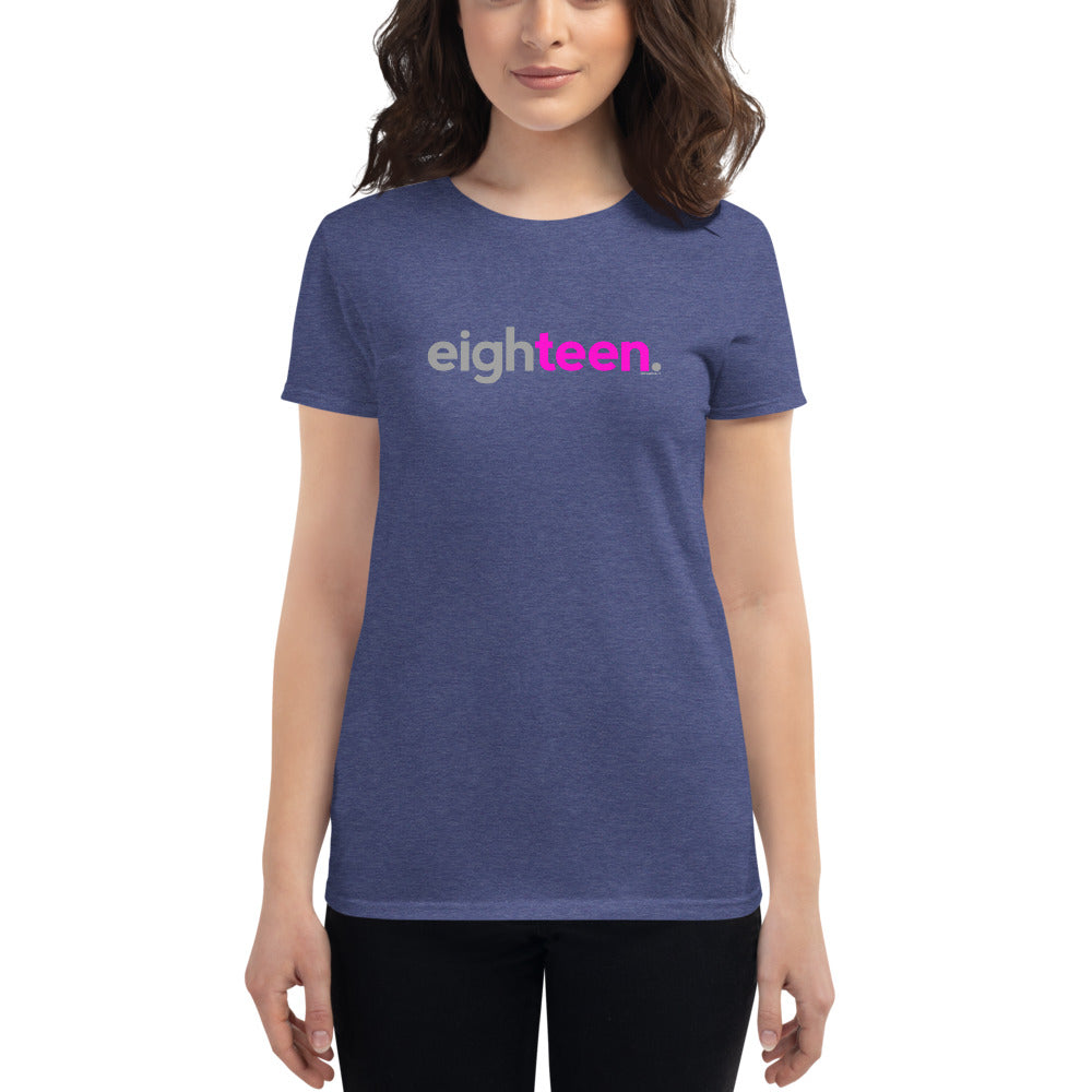 Womens 18th Birthday T-Shirt Eighteen - Original Pink