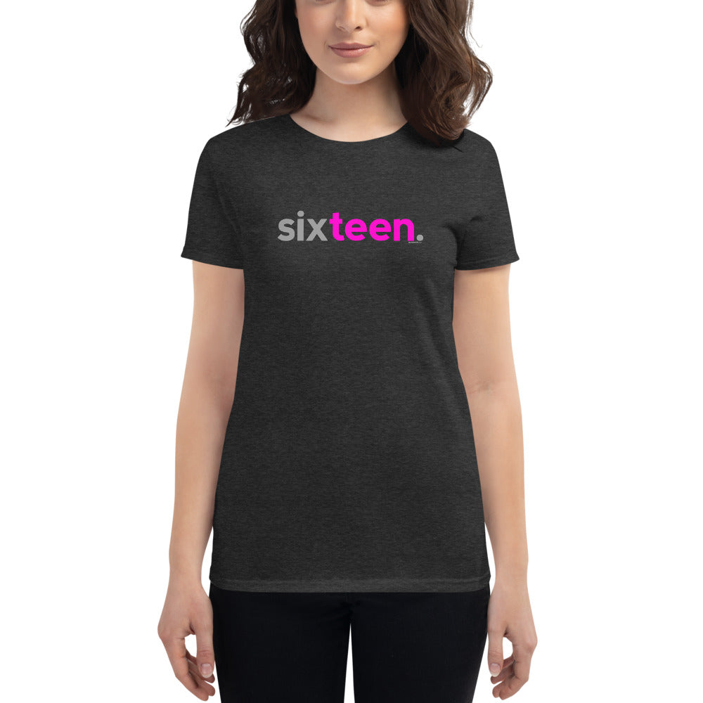 Teen Girls 16th Birthday T-Shirt Sixteen - Original Pink