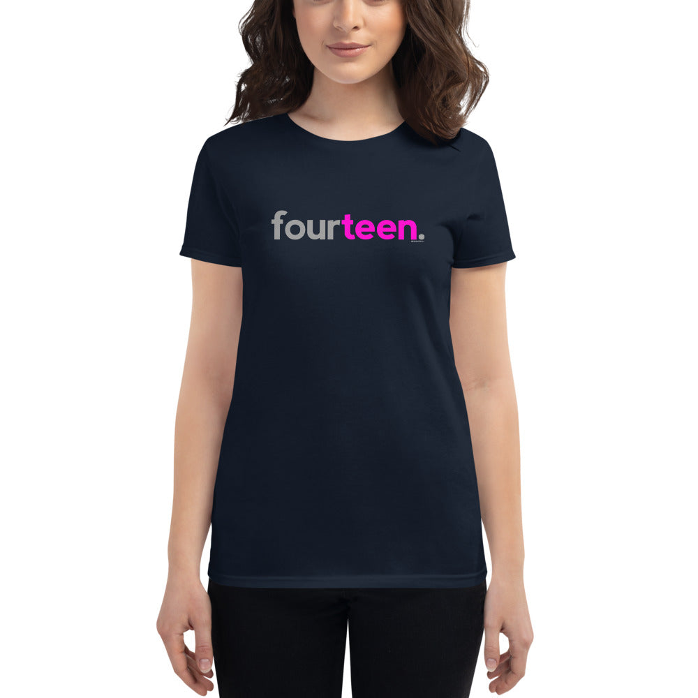 Teen Girls 14th Birthday T-Shirt Fourteen - Original Pink