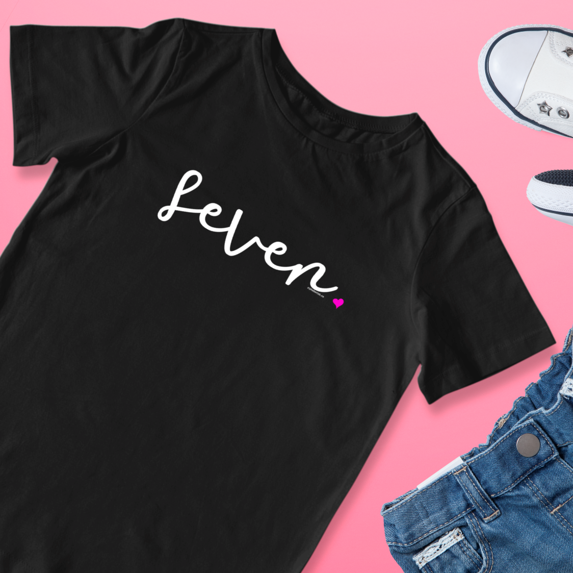 Girls 7th Birthday Shirt Seven - Fine Script