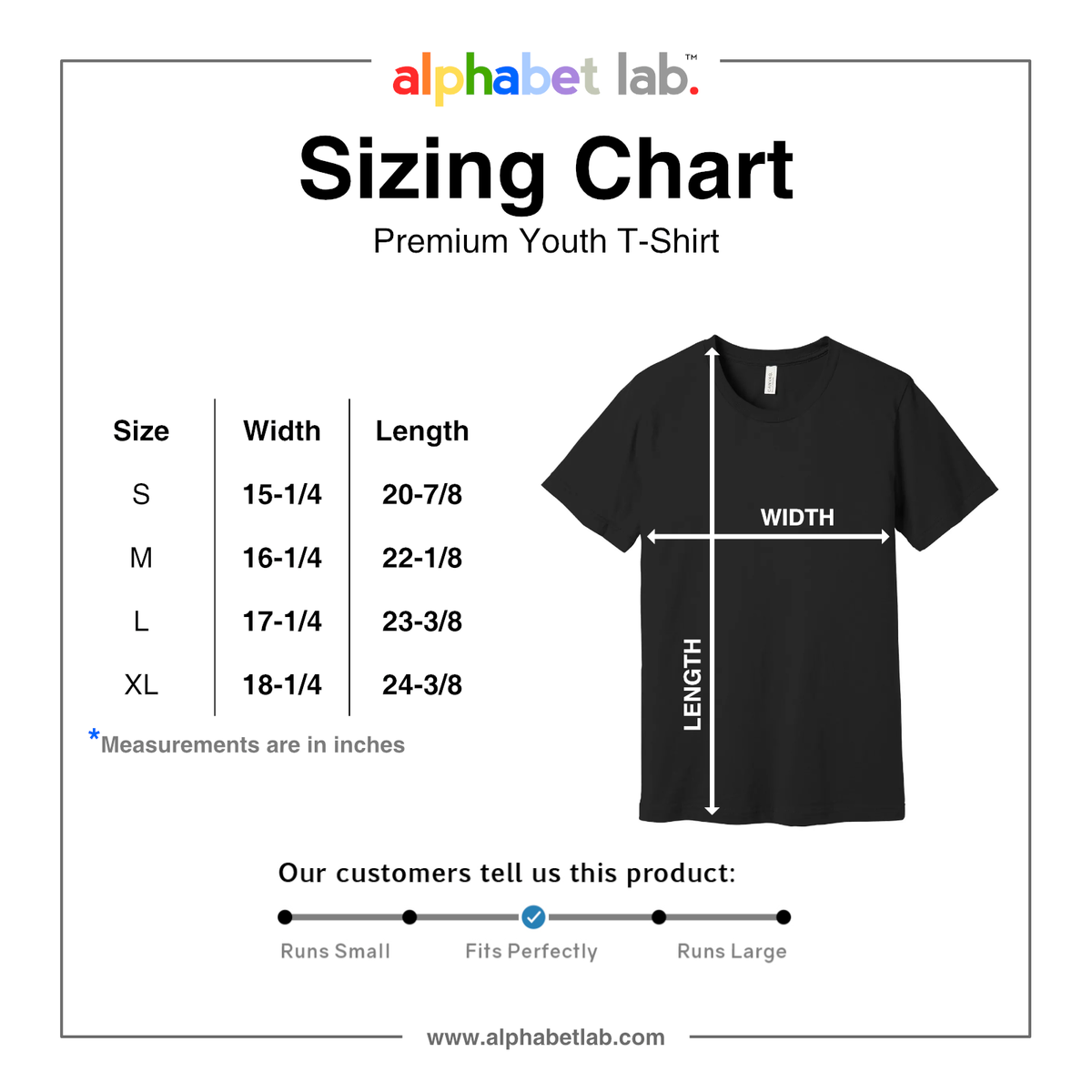 Gen Listing Images - Size Chart - Premium Youth T-Shirt