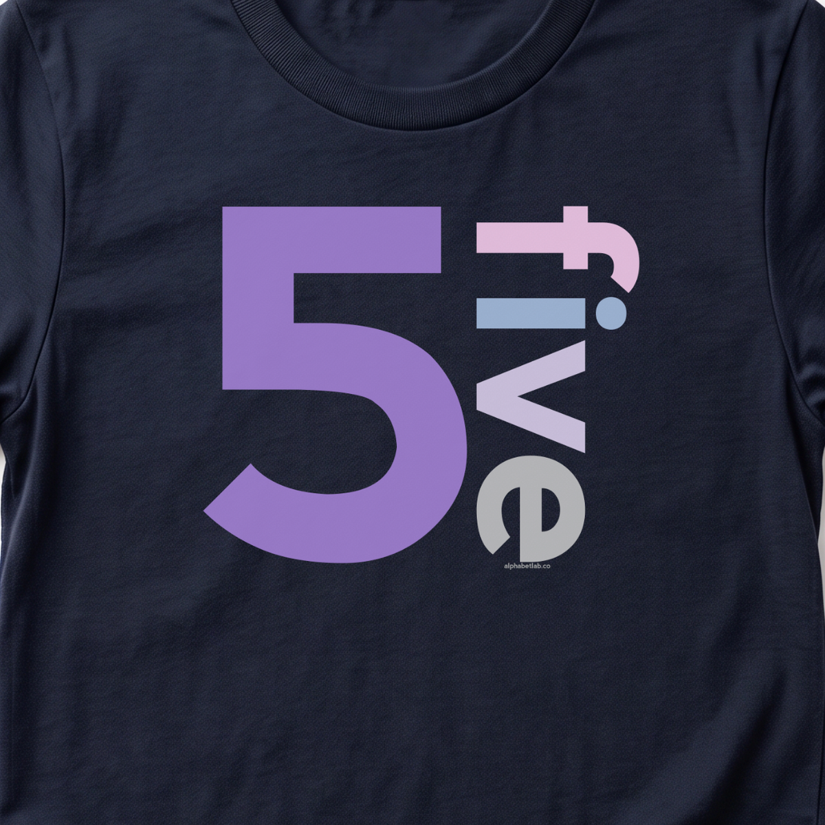 Girls 5th Birthday Shirt Five - Number