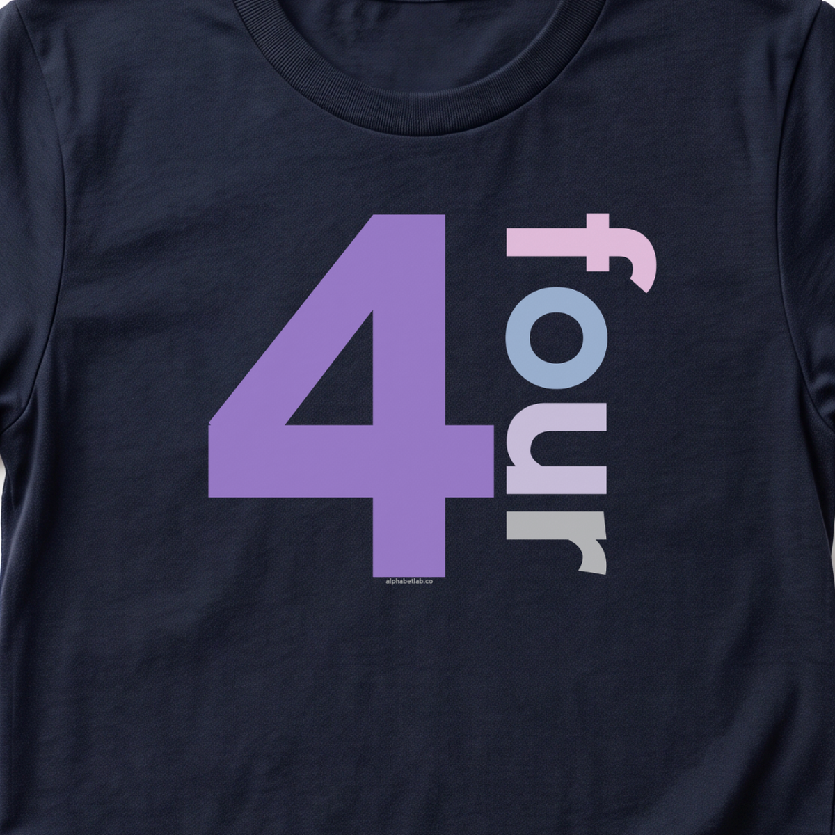 Girls 4th Birthday Shirt Four - Number
