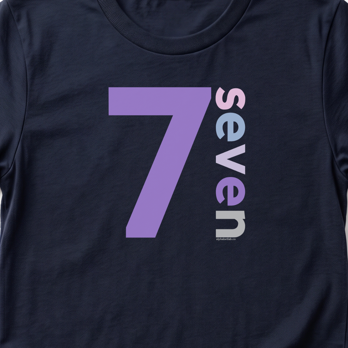 Girls 7th Birthday Shirt Seven - Number