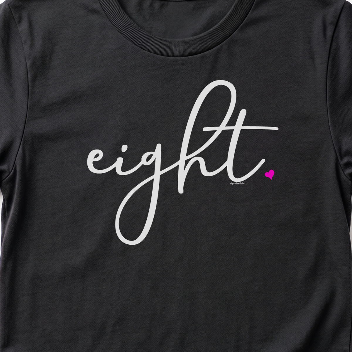 Girls 8th Birthday Shirt Eight - Fine Script