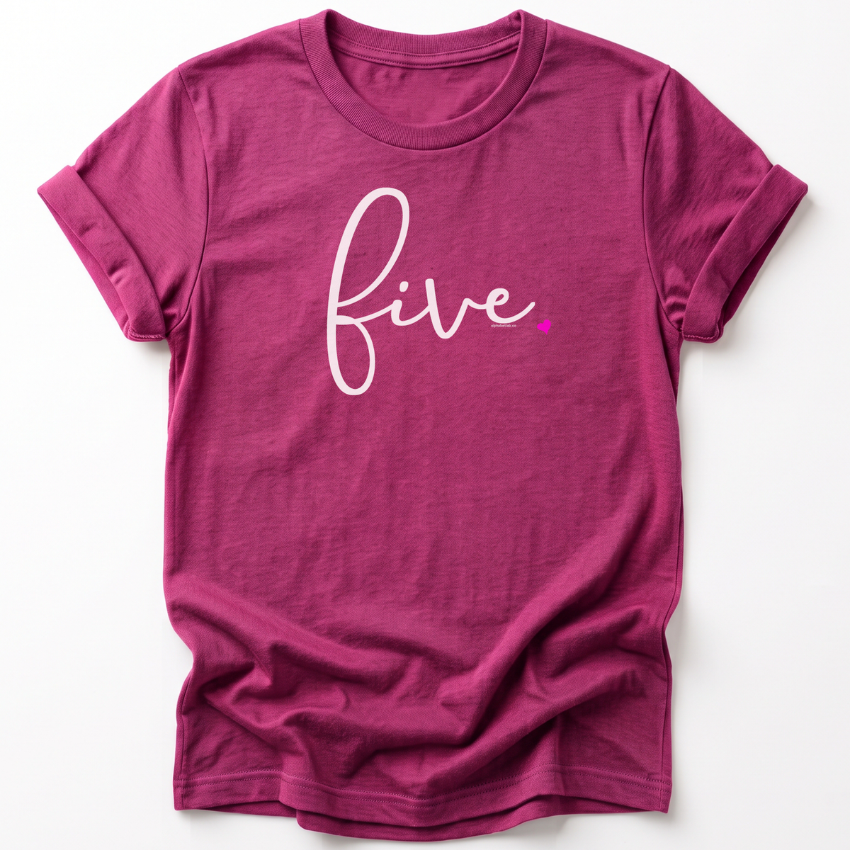 Girls 5th Birthday Shirt Five - Fine Script