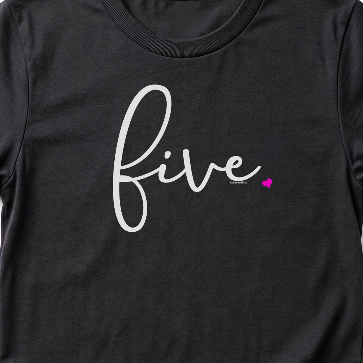 Girls 5th Birthday Shirt Five - Fine Script