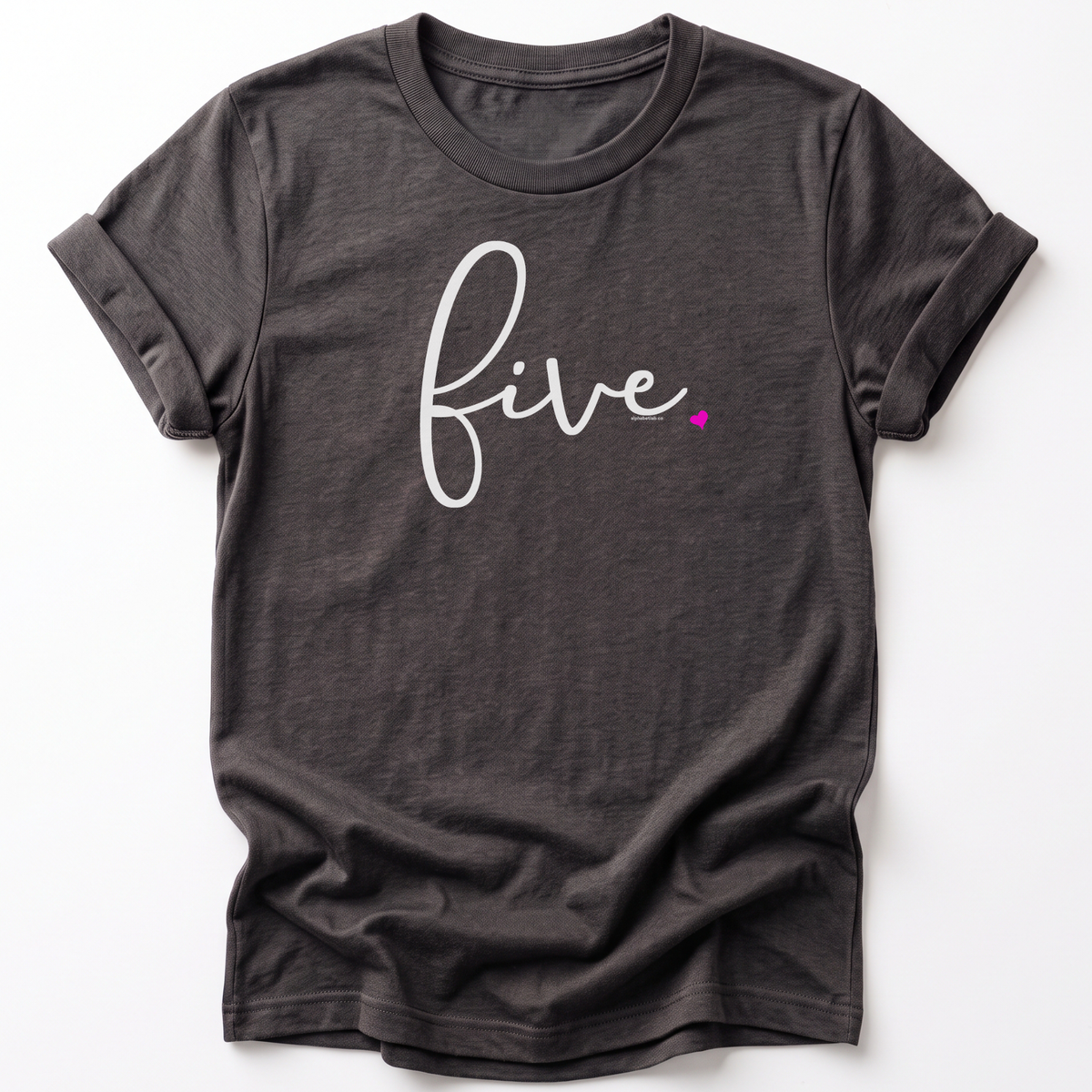 Girls 5th Birthday Shirt Five - Fine Script