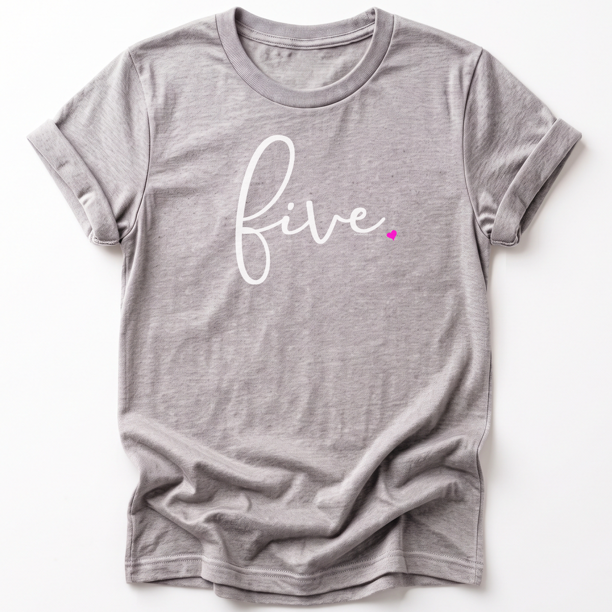 Girls 5th Birthday Shirt Five - Fine Script