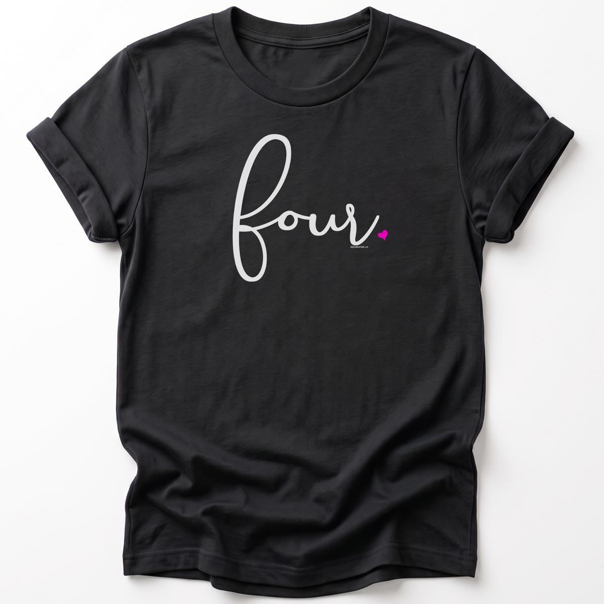 Girls 4th Birthday Shirt Four - Fine Script