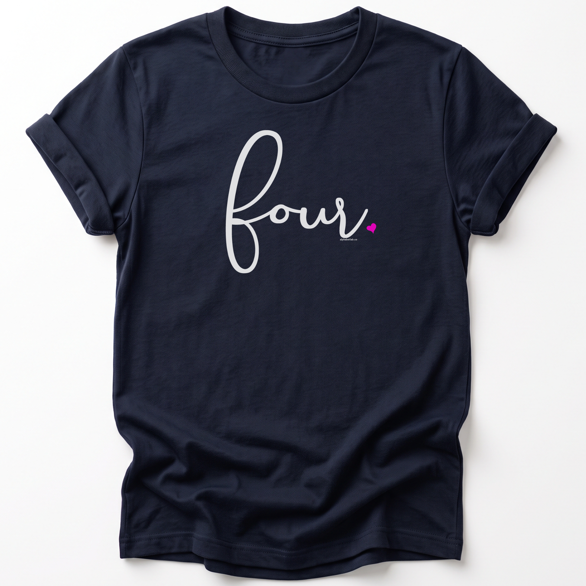 Girls 4th Birthday Shirt Four - Fine Script