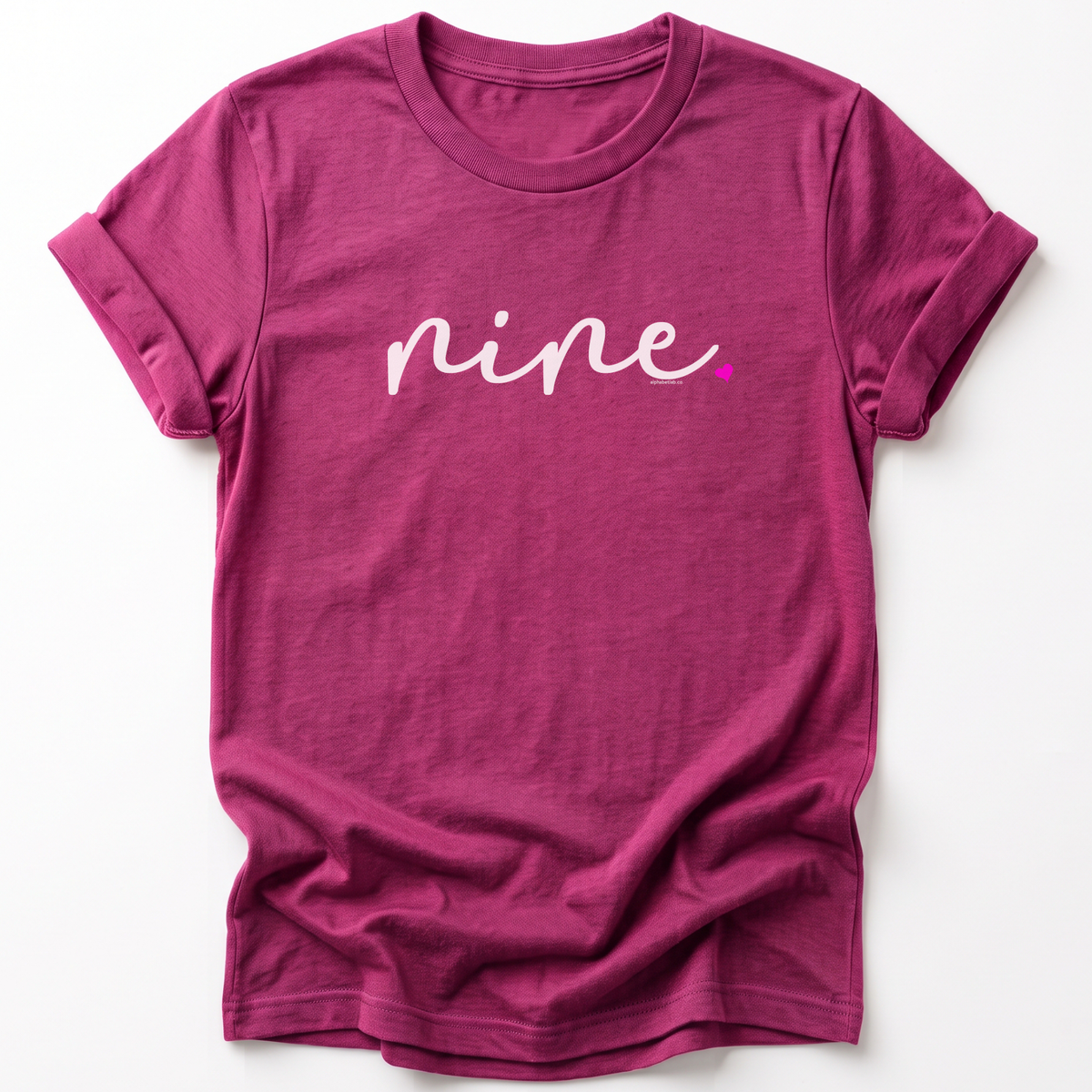 Girls 9th Birthday Shirt Nine - Fine Script