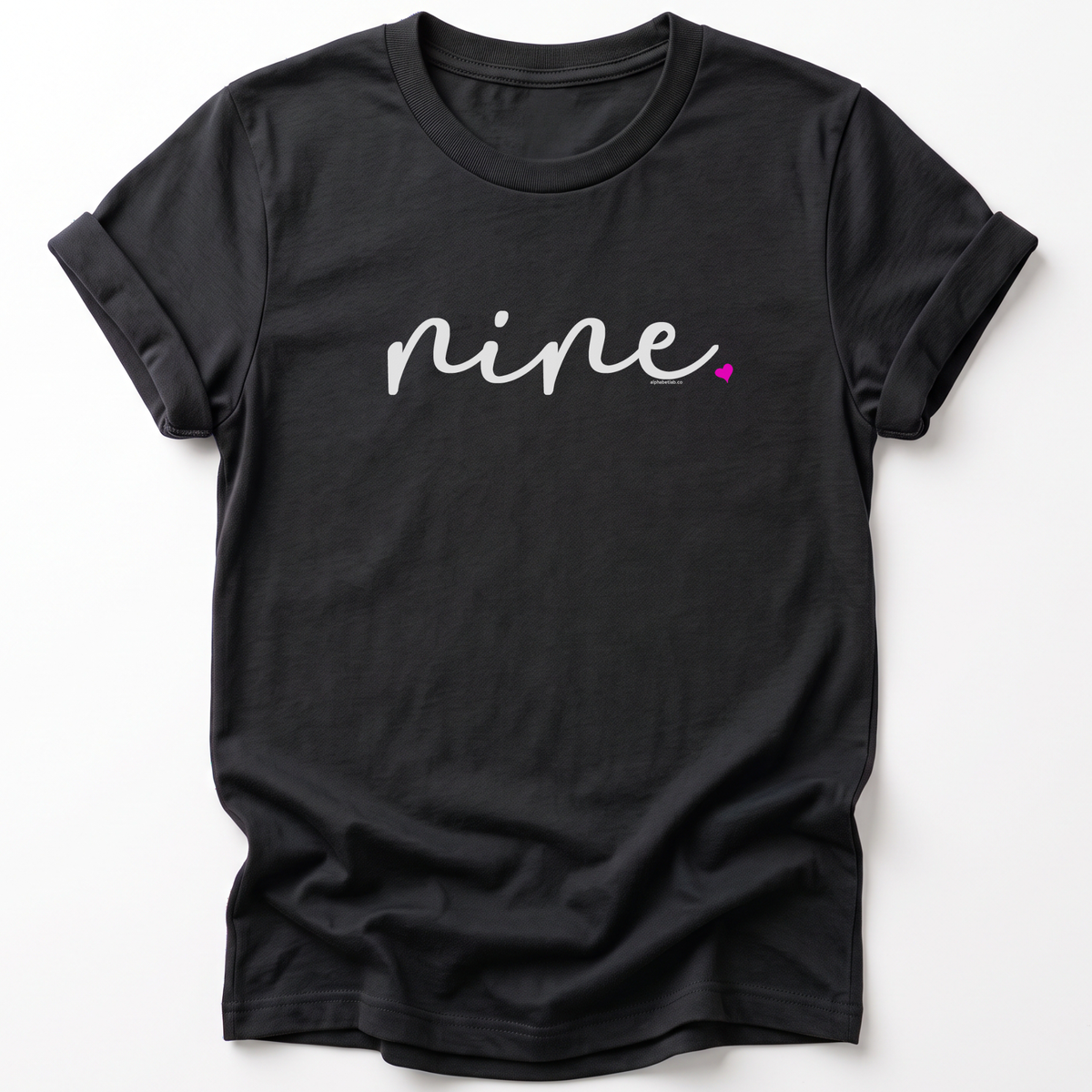 Girls 9th Birthday Shirt Nine - Fine Script