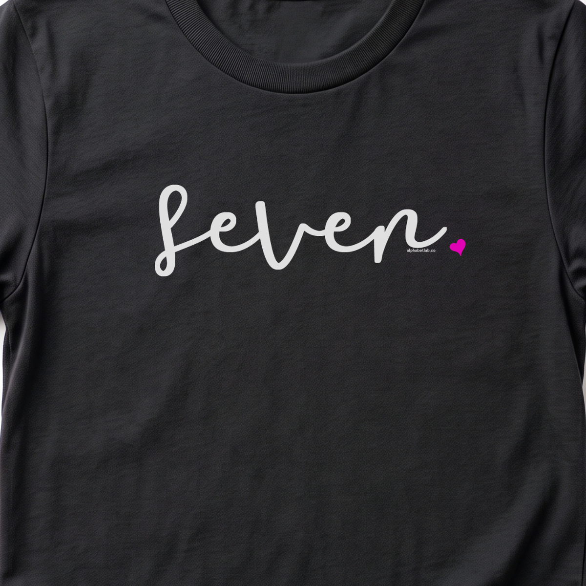 Girls 7th Birthday Shirt Seven - Fine Script