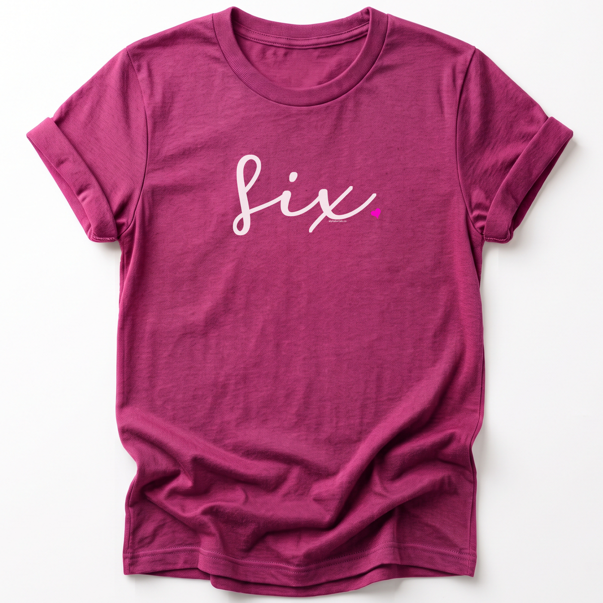 Girls 6th Birthday Shirt Six - Fine Script