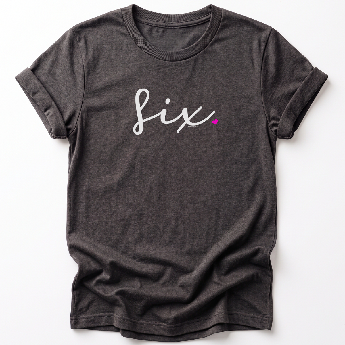 Girls 6th Birthday Shirt Six - Fine Script