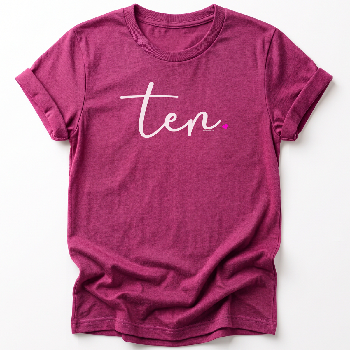 Girls 10th Birthday Shirt Ten - Fine Script