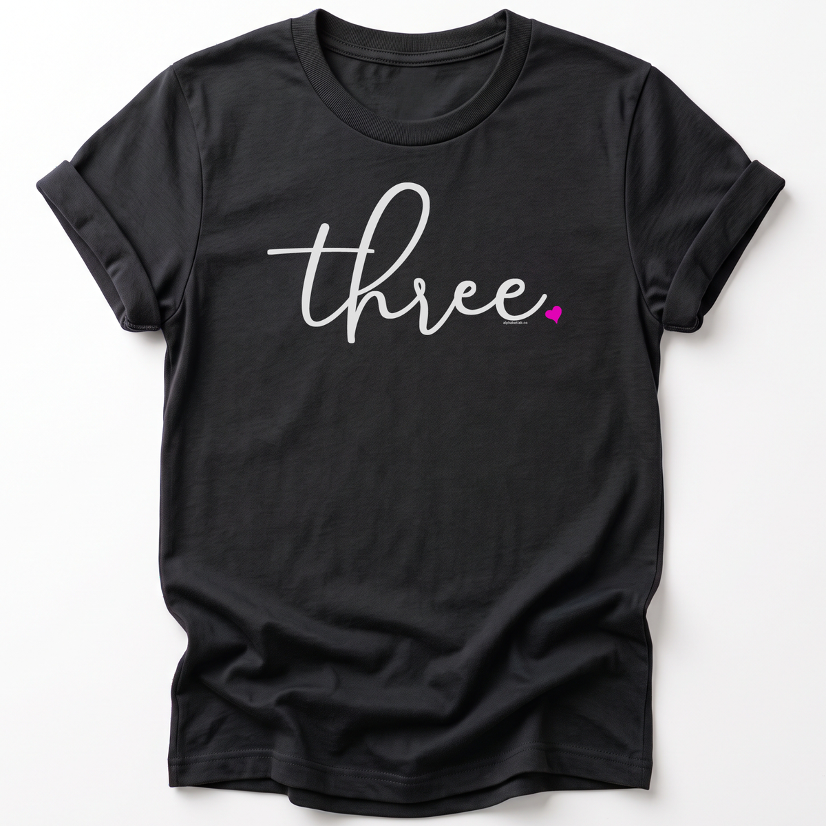Girls 3rd Birthday Shirt Three - Fine Script