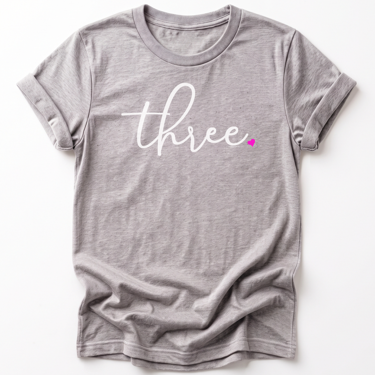 Girls 3rd Birthday Shirt Three - Fine Script