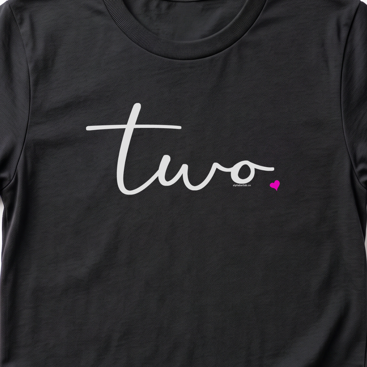 Girls 2nd Birthday Shirt Two - Fine Script