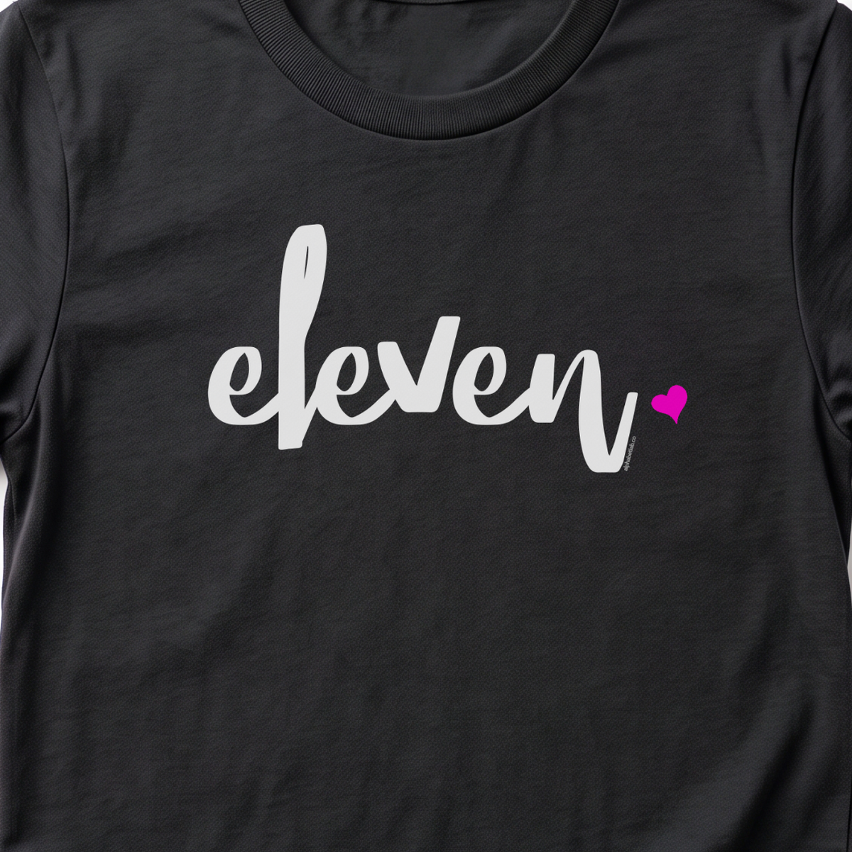 Girls 11th Birthday Shirt Eleven - Script