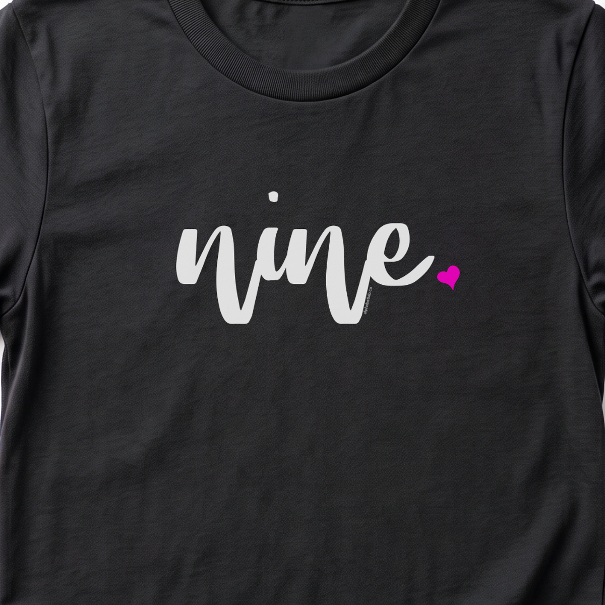 Girls 9th Birthday Shirt - Script