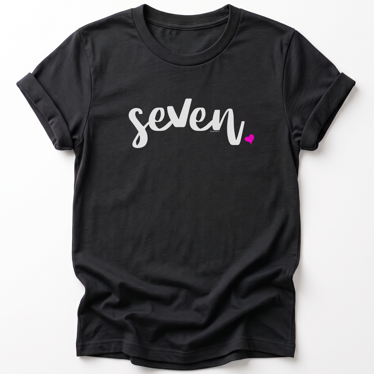 Girls 7th Birthday Shirt Seven - Script