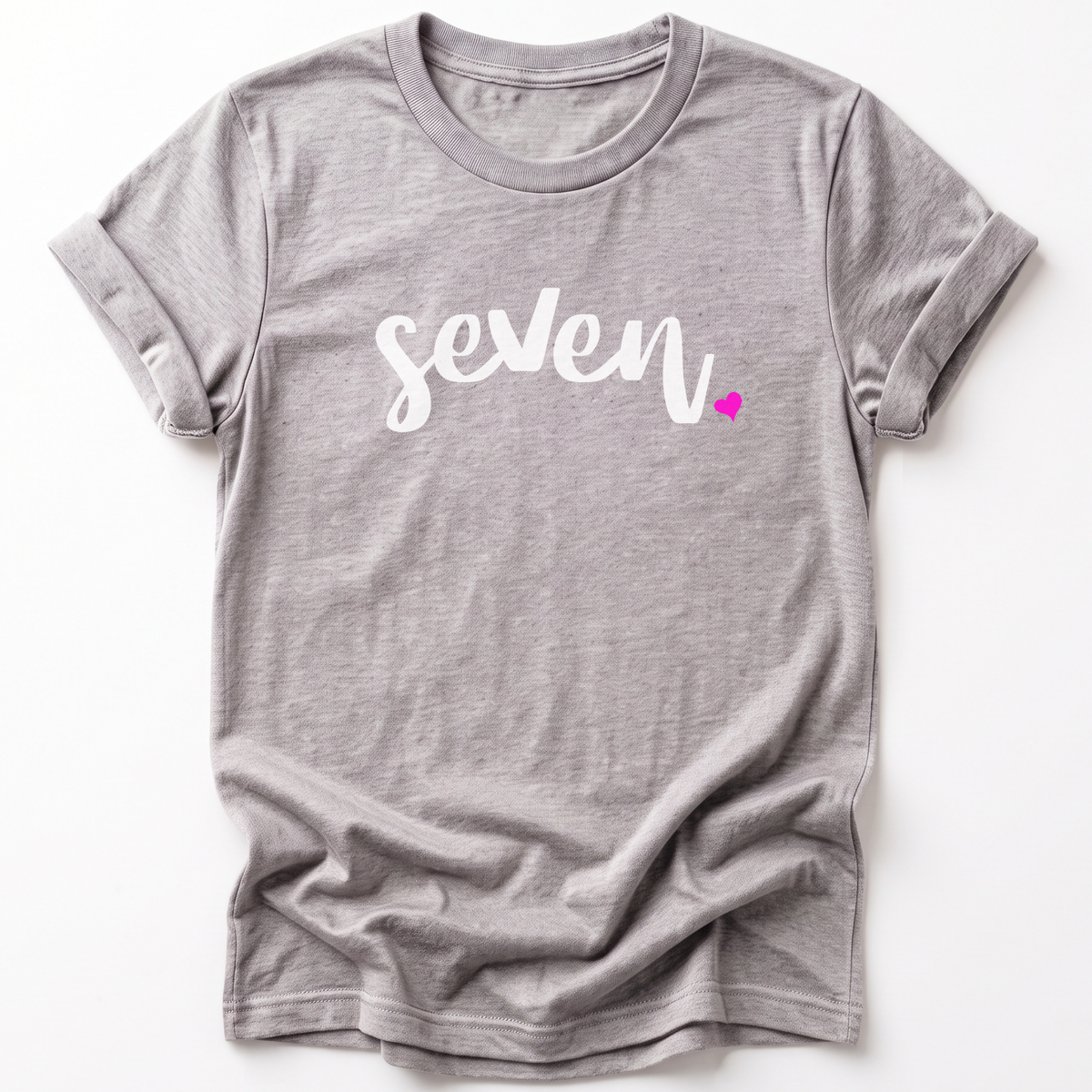 Girls 7th Birthday Shirt Seven - Script