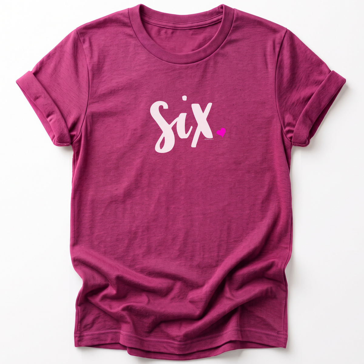 Girls 6th Birthday Shirt Six - Script
