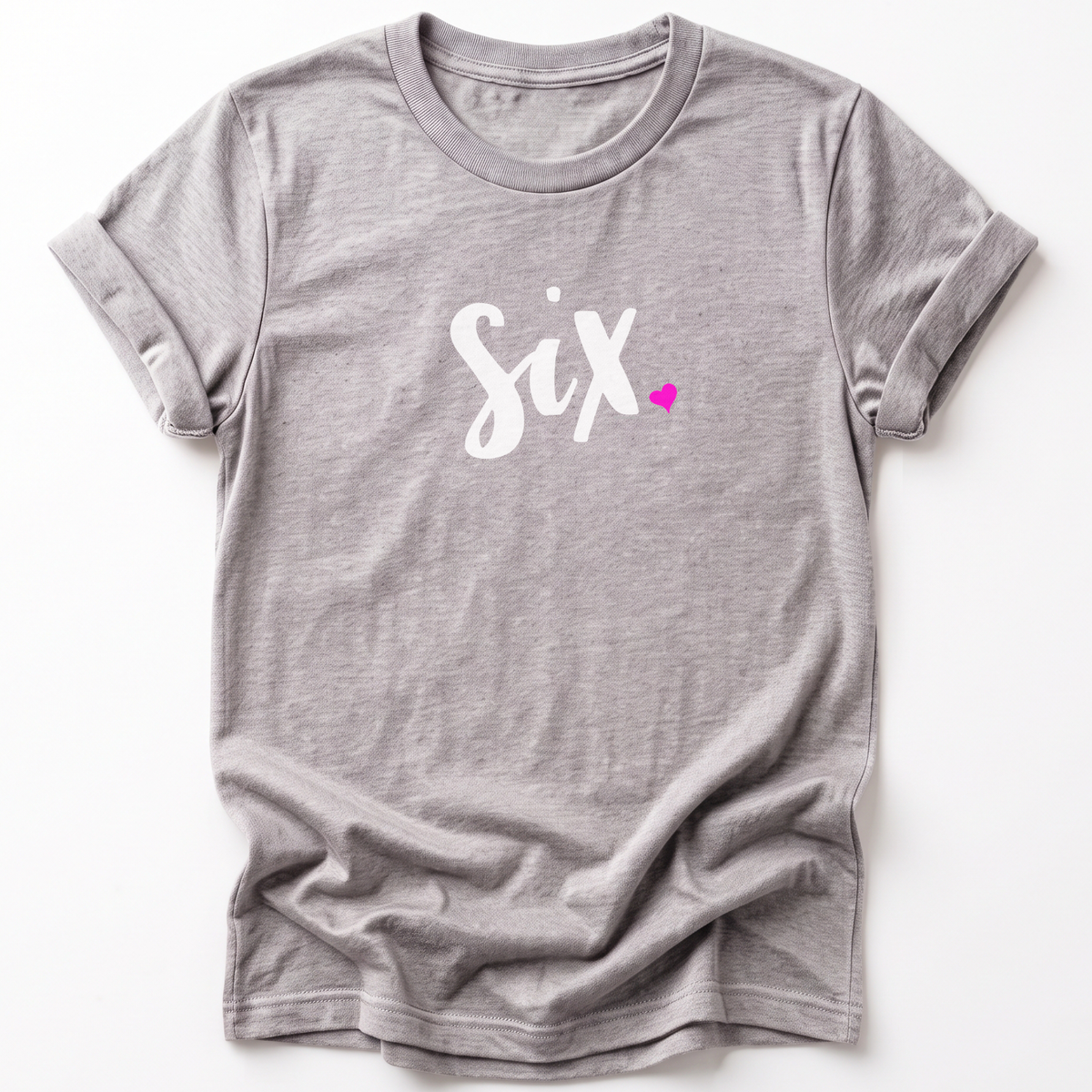 Girls 6th Birthday Shirt Six - Script