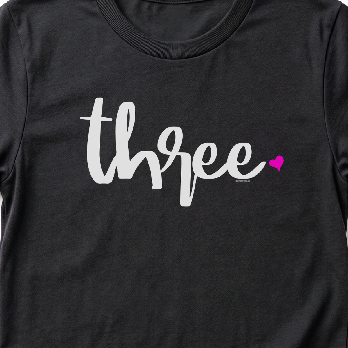 Girls 3rd Birthday Shirt Three - Script
