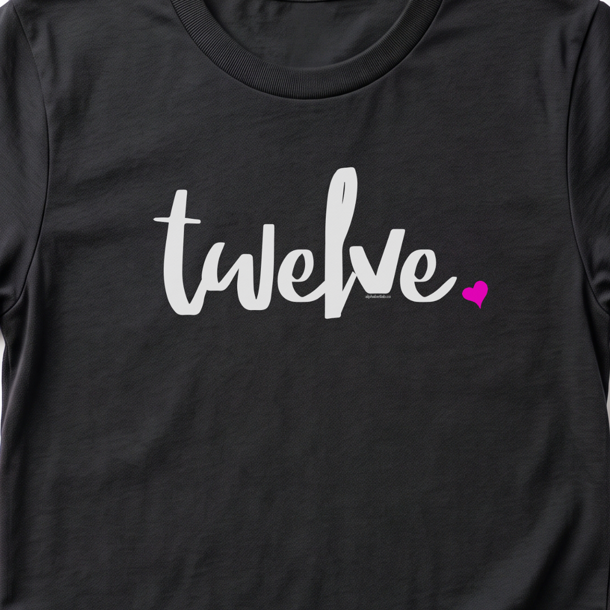 Girls 12th Birthday Shirt Twelve - Script