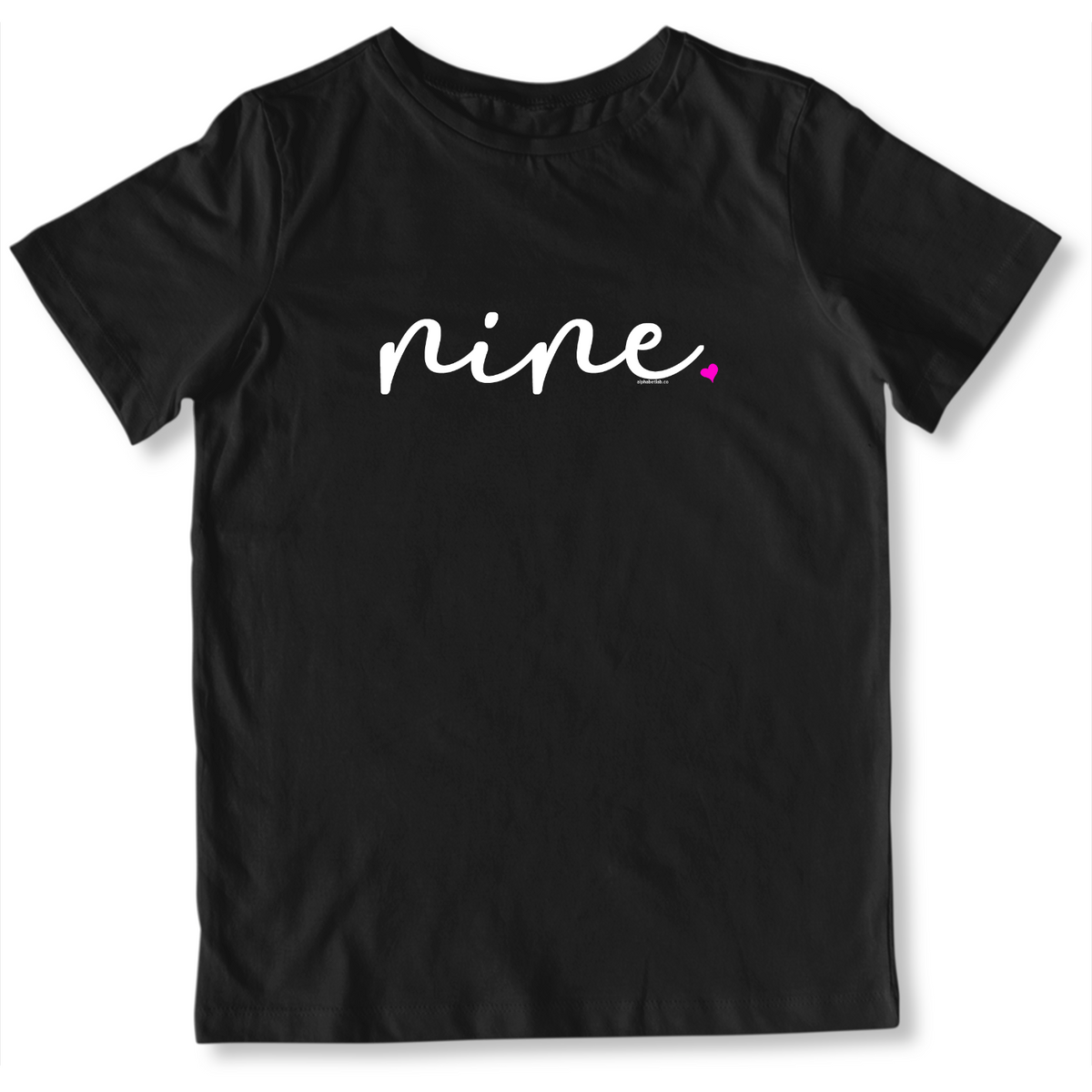 Girls 9th Birthday Shirt Nine - Fine Script
