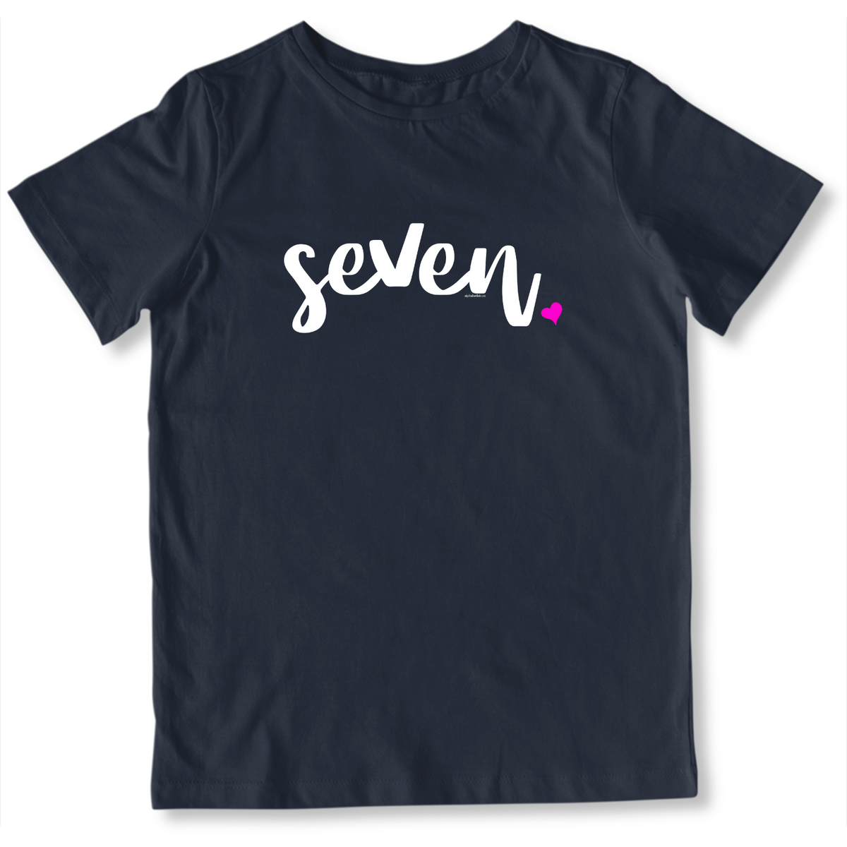 Girls 7th Birthday Shirt Seven - Script