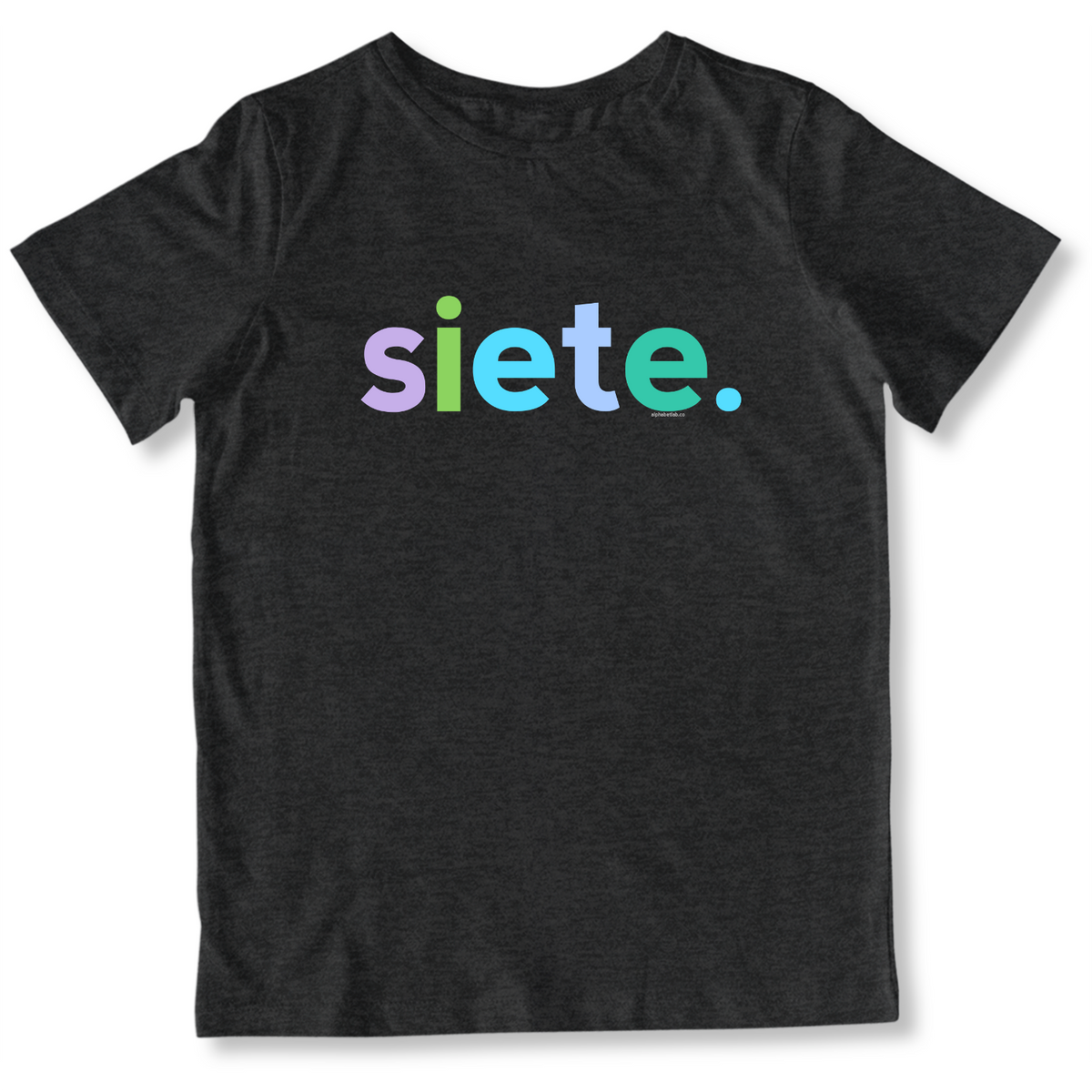 Girls 7th Birthday Shirt Siete Spanish – Alternate