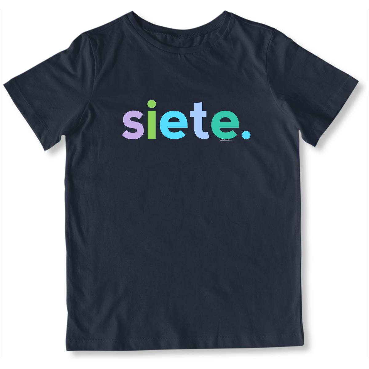Girls 7th Birthday Shirt Siete Spanish – Alternate